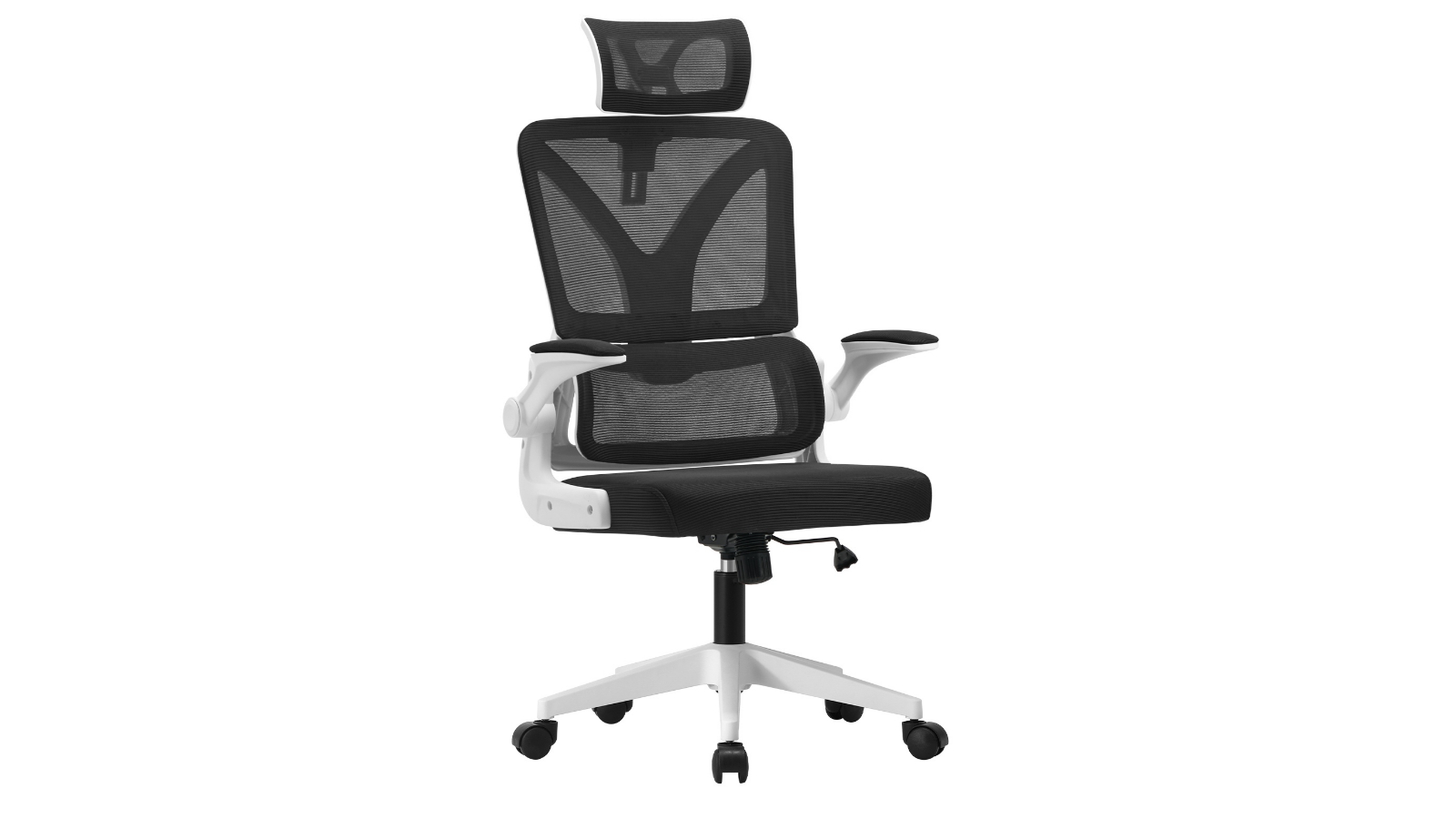 Oikiture Reclining D-Shape Mesh Office Chair - White/Black