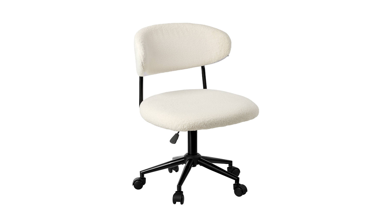 Oikiture White Wide Seat Swivel Mid Back Armless Office Chair