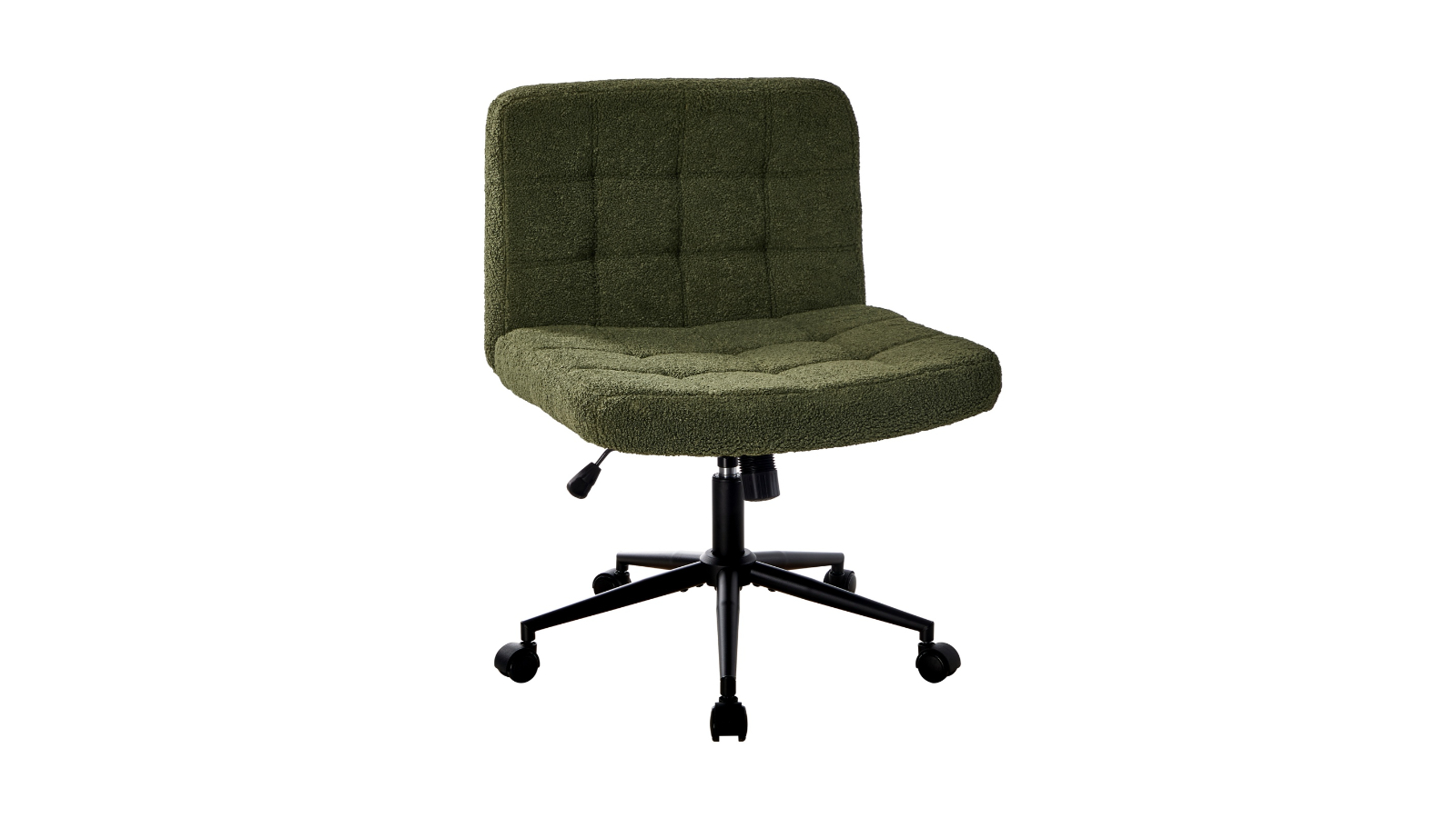 Oikiture Green Boucle Mid Back Armless Office Chair with Wheel