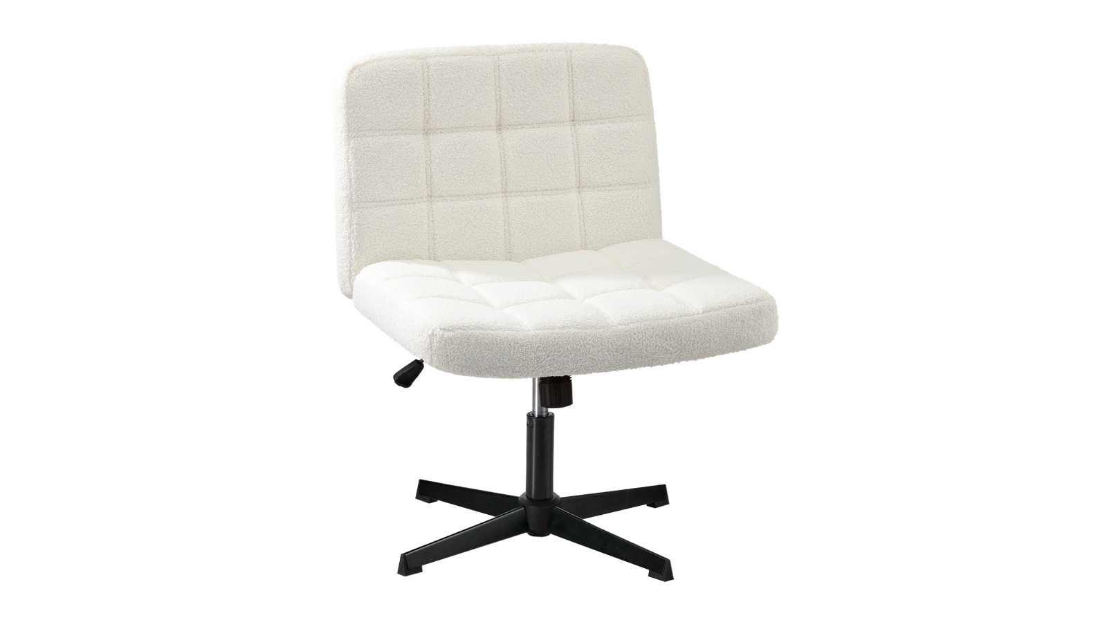 Oikiture Wide Boucle No Wheel Mid Back Armless Office Desk Chair - White