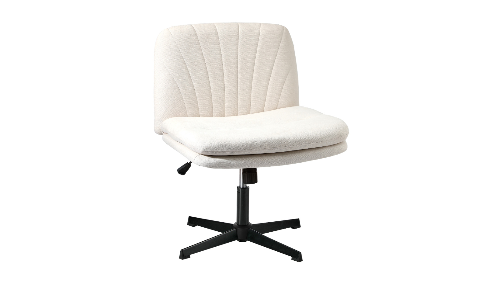 Oikiture Wide Linen No Wheel Mid Back Armless Office Desk Chair - Beige
