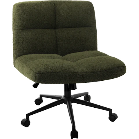 Oikiture Wide Wheel Boucle Mid Back Armless Office Desk Chair - Green