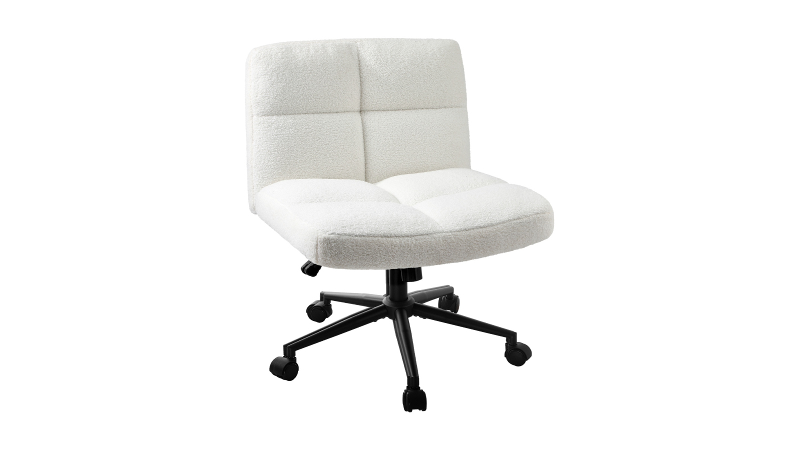 Oikiture Wide Wheel Boucle Mid Back Armless Office Desk Chair - White