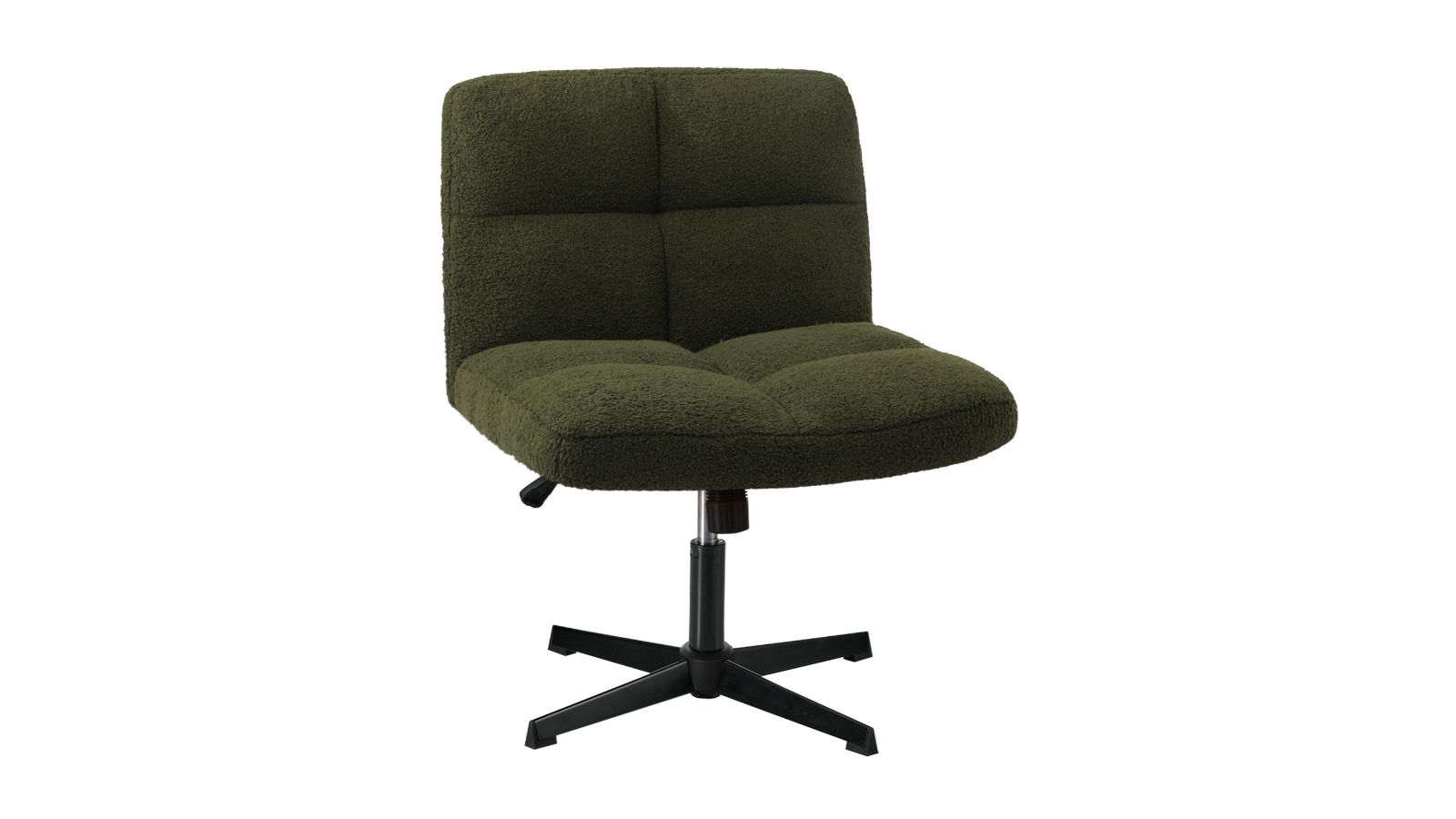 Oikiture No Wheel Boucle Mid Back Armless Wide Office Desk Chair - Green