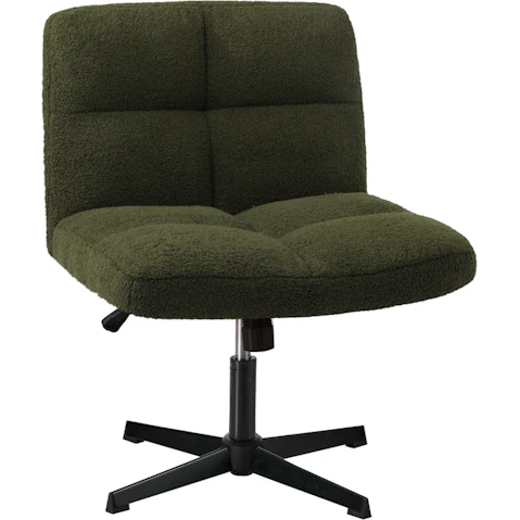 Oikiture No Wheel Boucle Mid Back Armless Wide Office Desk Chair - Green