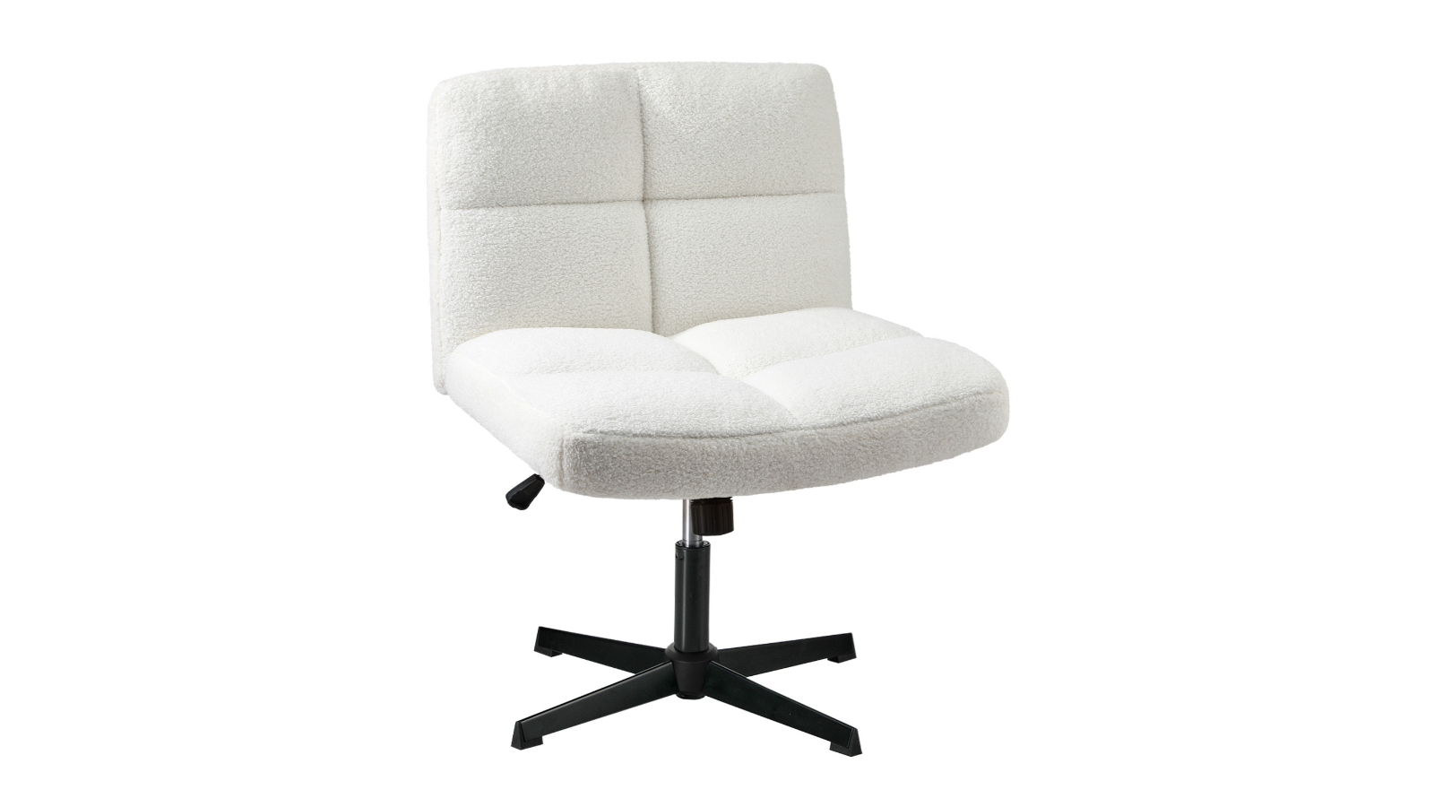 Oikiture No Wheel Boucle Mid Back Armless Wide Office Desk Chair - White