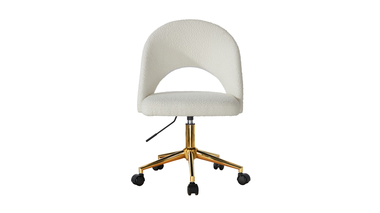 Oikiture High Back Hollow Armless Boucle Home Office Chair - White/Gold