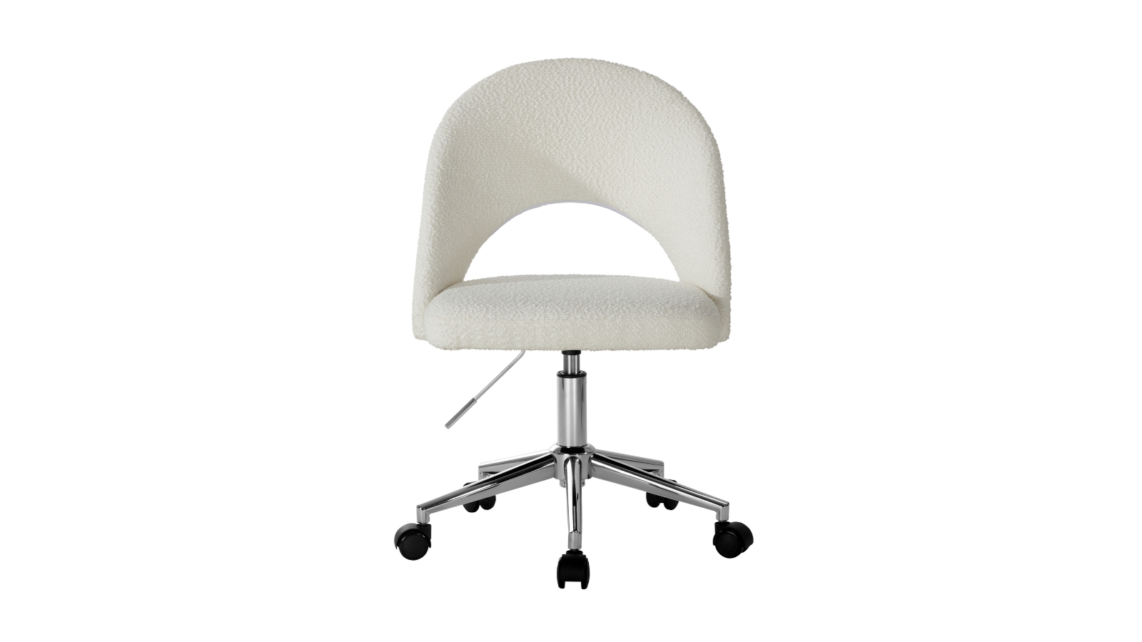 Oikiture High Back Hollow Armless Boucle Home Office Chair - White/Silver