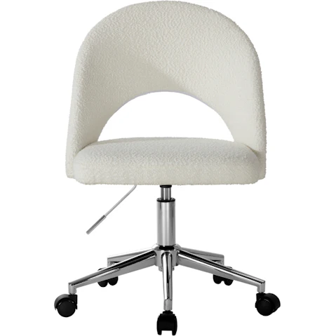 Oikiture High Back Hollow Armless Boucle Home Office Chair - White/Silver