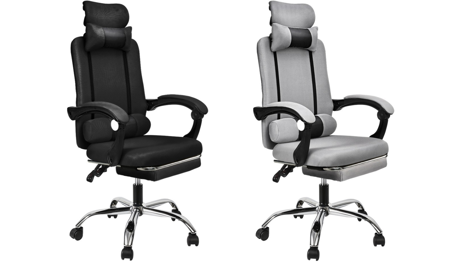 Aaron Furb Mesh Gaming Chair with Caster Wheel Footrest Harvey Norman