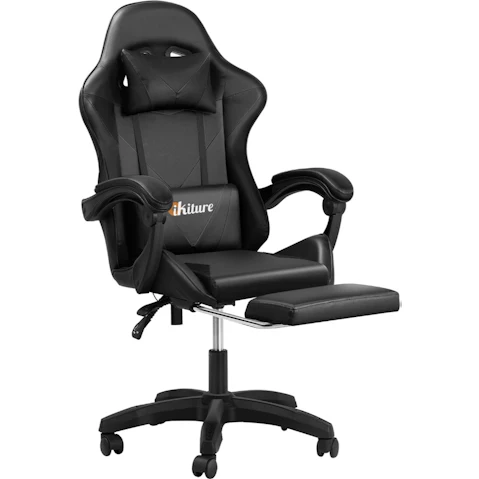 Oikiture Gaming Massage Chair Racing Recliner - Black