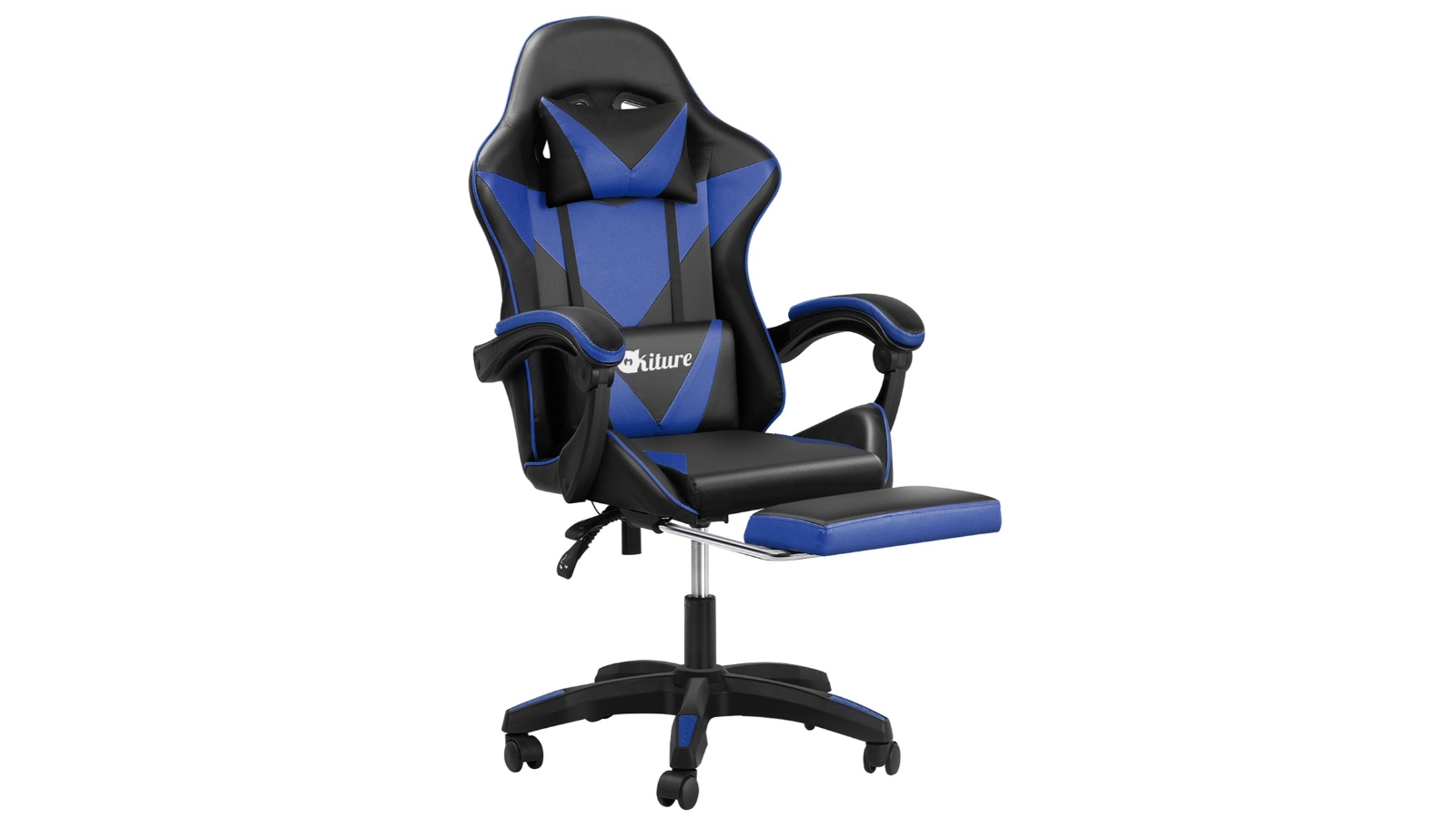Oikiture Gaming Massage Chair Racing Recliner - Black/Blue