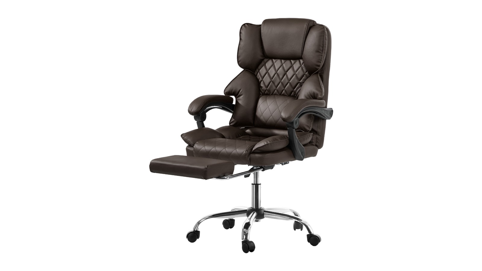 Oikiture PU Recliner Racing Computer Massage Office Chair - Chocolate