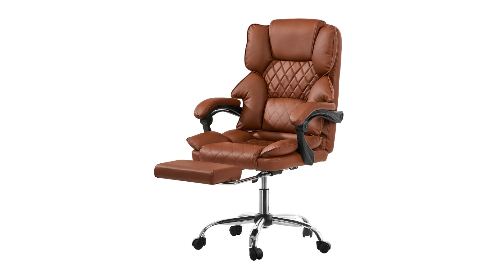 Oikiture PU Leather Adjustable Massage Office Chair - Dark Brown