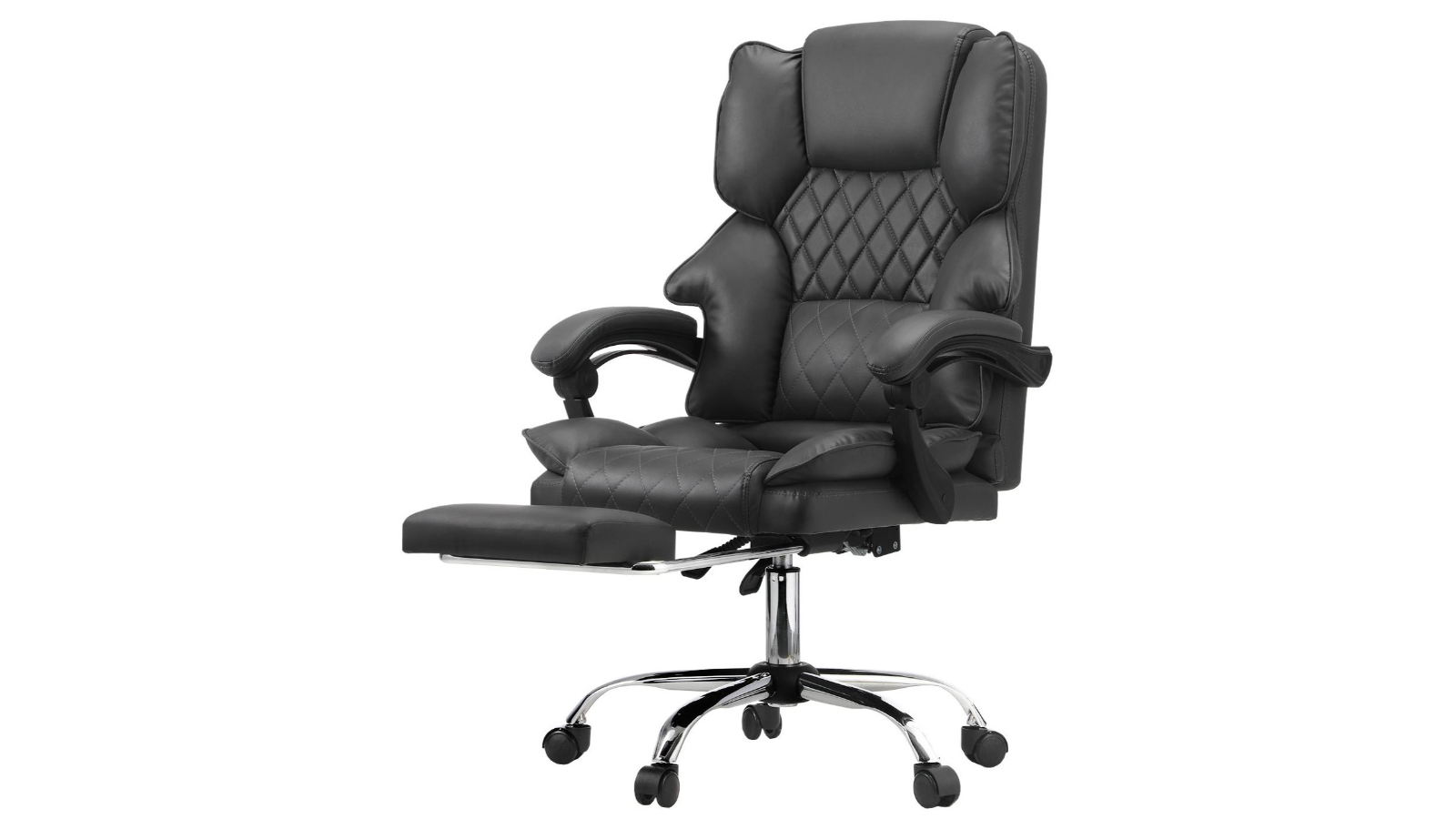 Oikiture Executive Recliner Massage Office Chair with Footrest - Grey