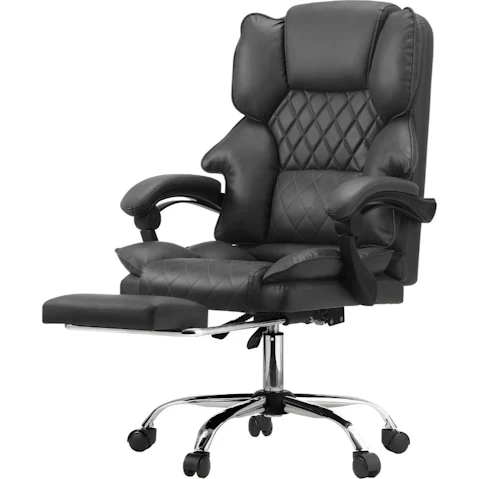 Oikiture Executive Recliner Massage Office Chair with Footrest - Grey