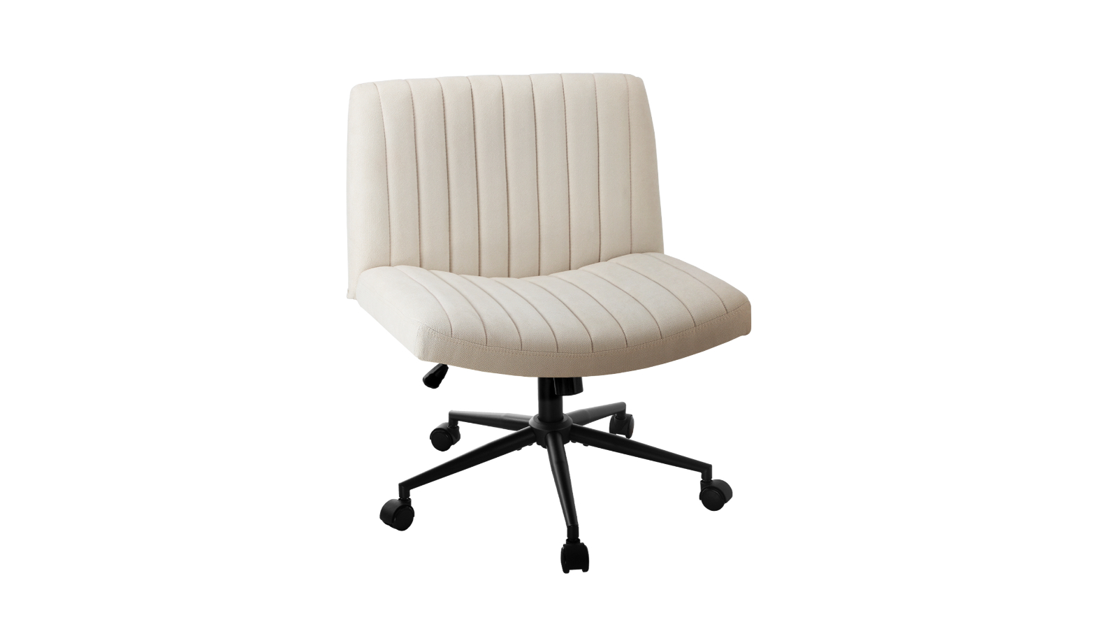 Oikiture Mid Back Armless Linen Office Chair with Wheels - Beige
