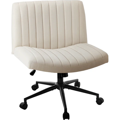 Oikiture Mid Back Armless Linen Office Chair with Wheels - Beige