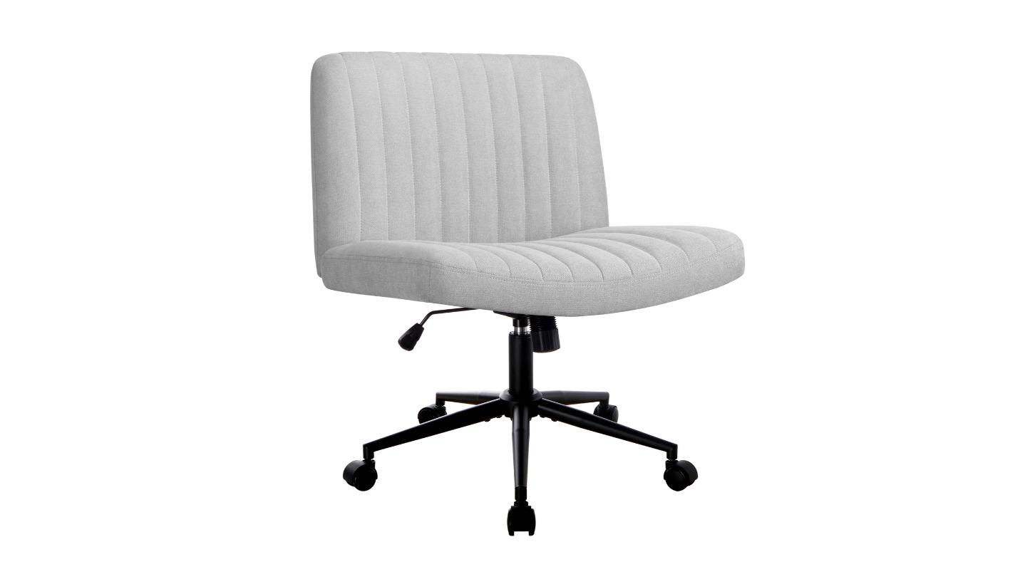 Oikiture Mid Back Armless Linen Office Chair with Wheels - Grey