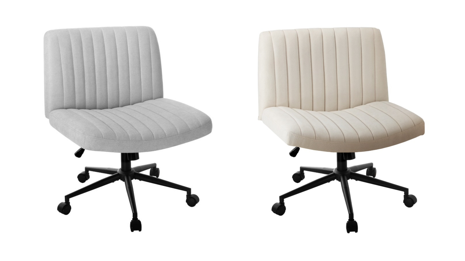 Oikiture Mid Back Armless Linen Office Chair with Wheels