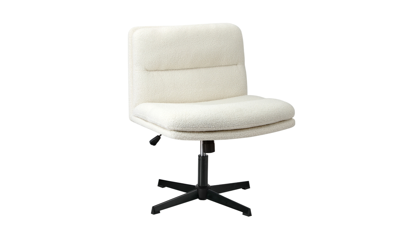 Oikiture No Wheel Boucle Mid Back Armless Wide Office Desk Chair - White