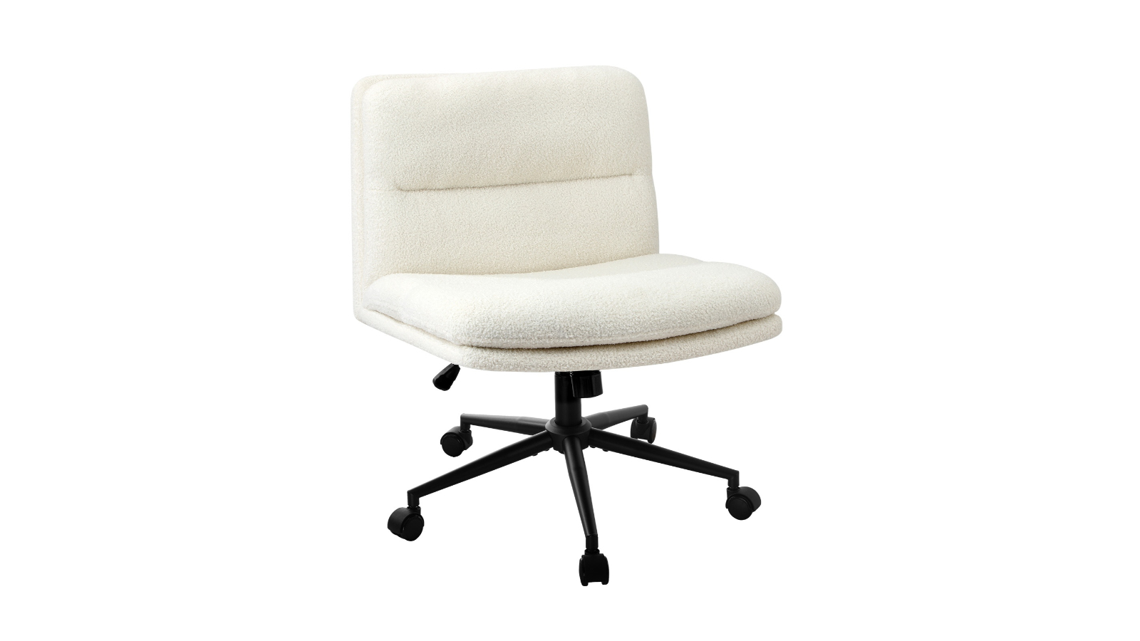 Oikiture Boucle with Wheel Mid Back Armless Wide Office Desk Chair - White