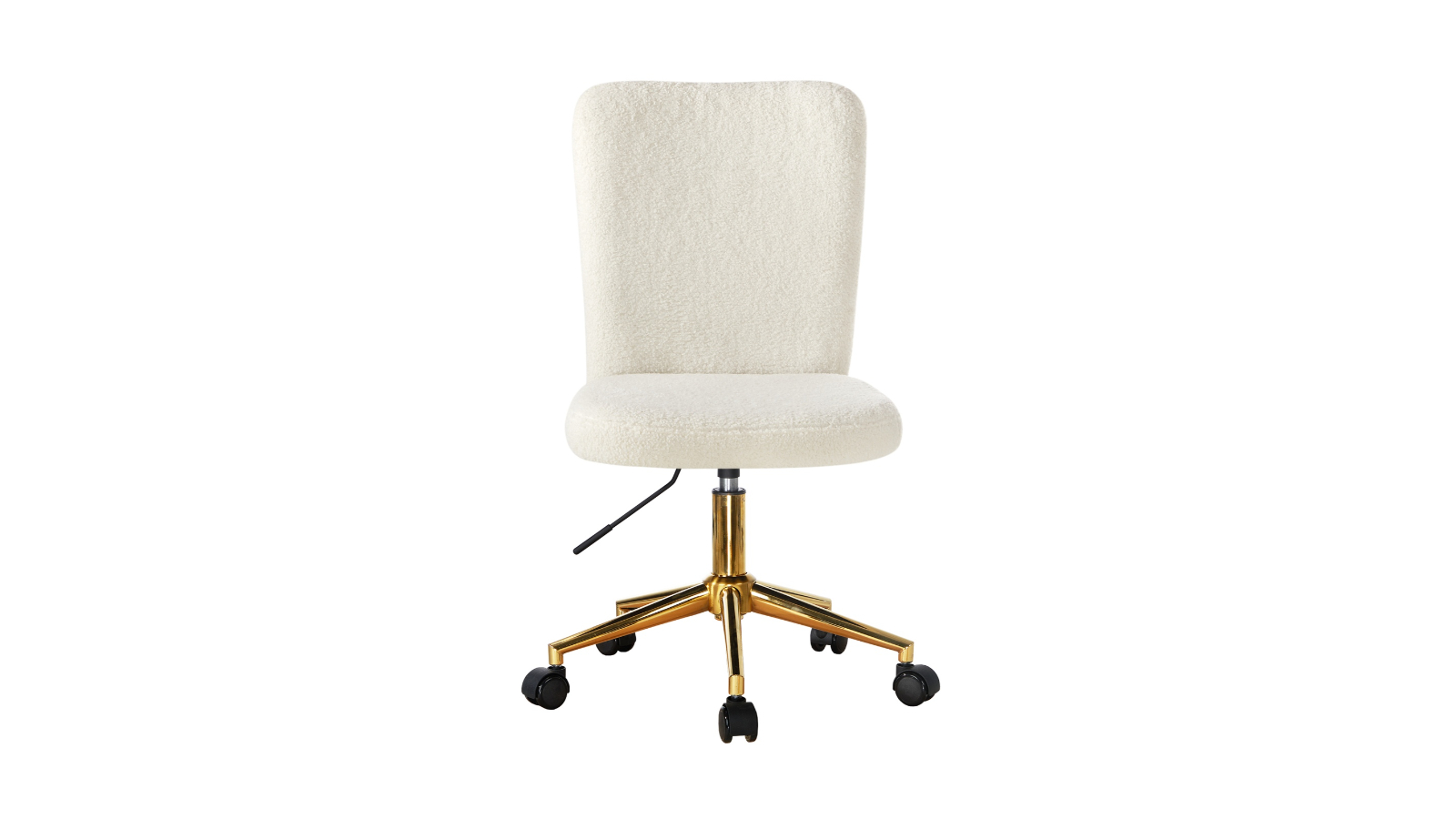 Oikiture High Back Armless Boucle Home Office Chair - White/Gold