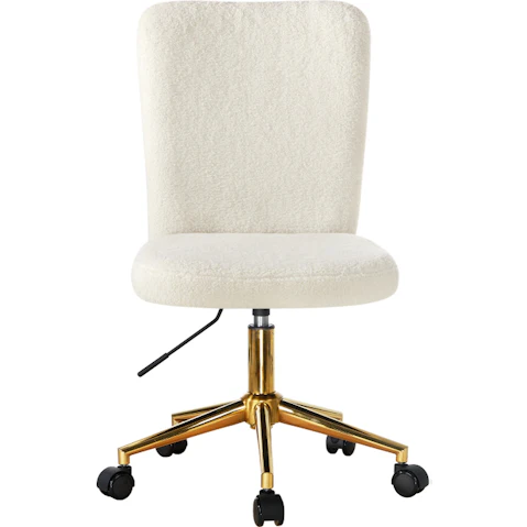 Oikiture High Back Armless Boucle Home Office Chair - White/Gold