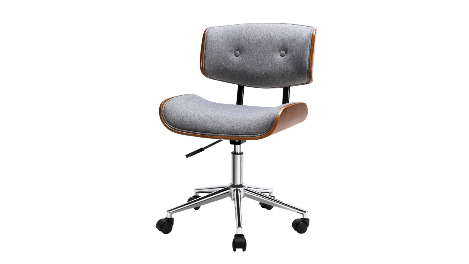 Artiss Fabric Wooden Mid-Back Swivel Computer Office Chair - Grey