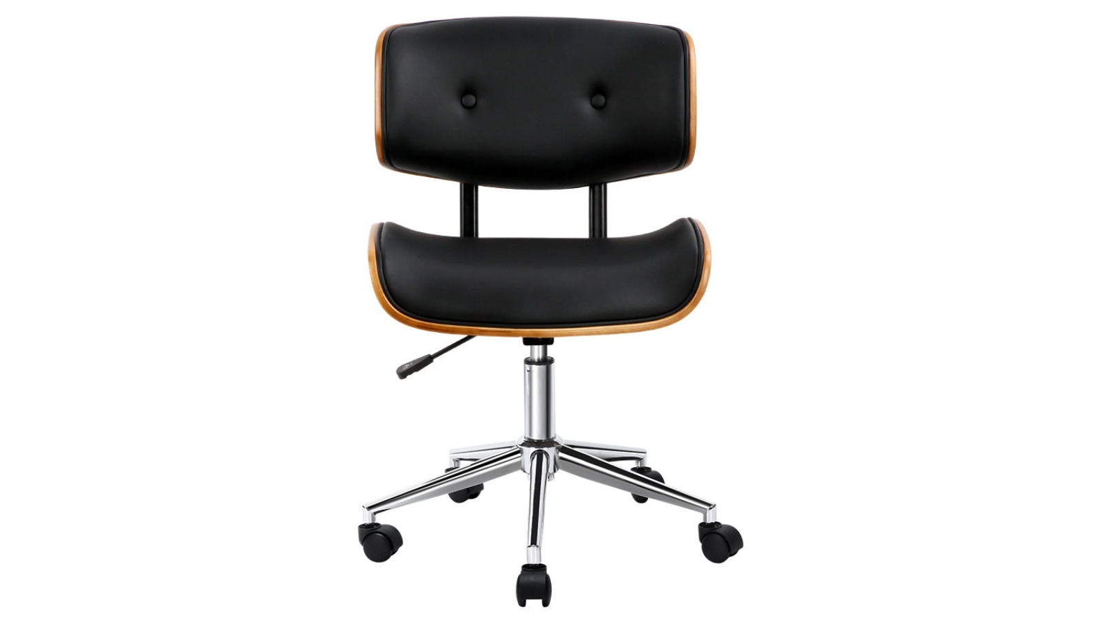 Artiss Wooden Leather Seat Mid-Back Computer Swivel Home Office Chair