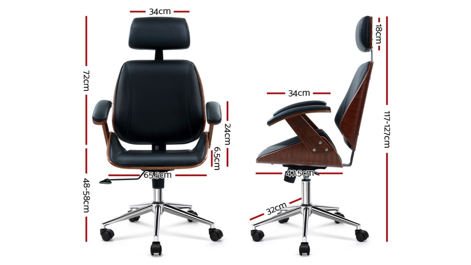 Artiss PU Leather Ashby 127cm Office Chair Black Harvey Norman