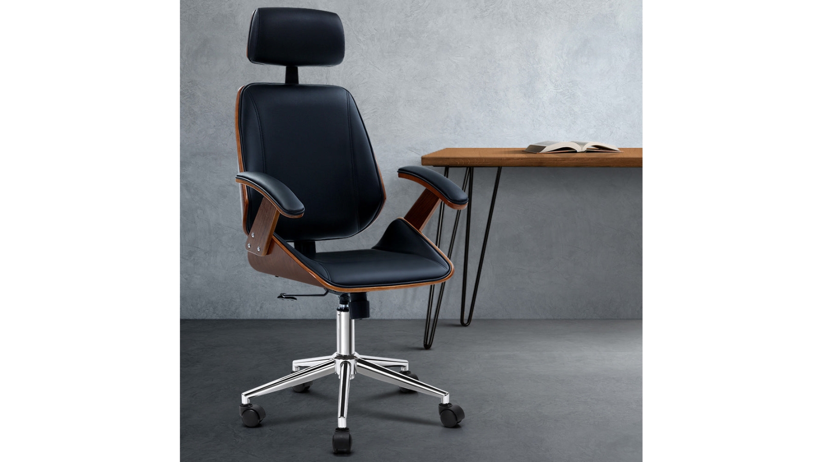 Artiss PU Leather Ashby 127cm Office Chair Black Harvey Norman