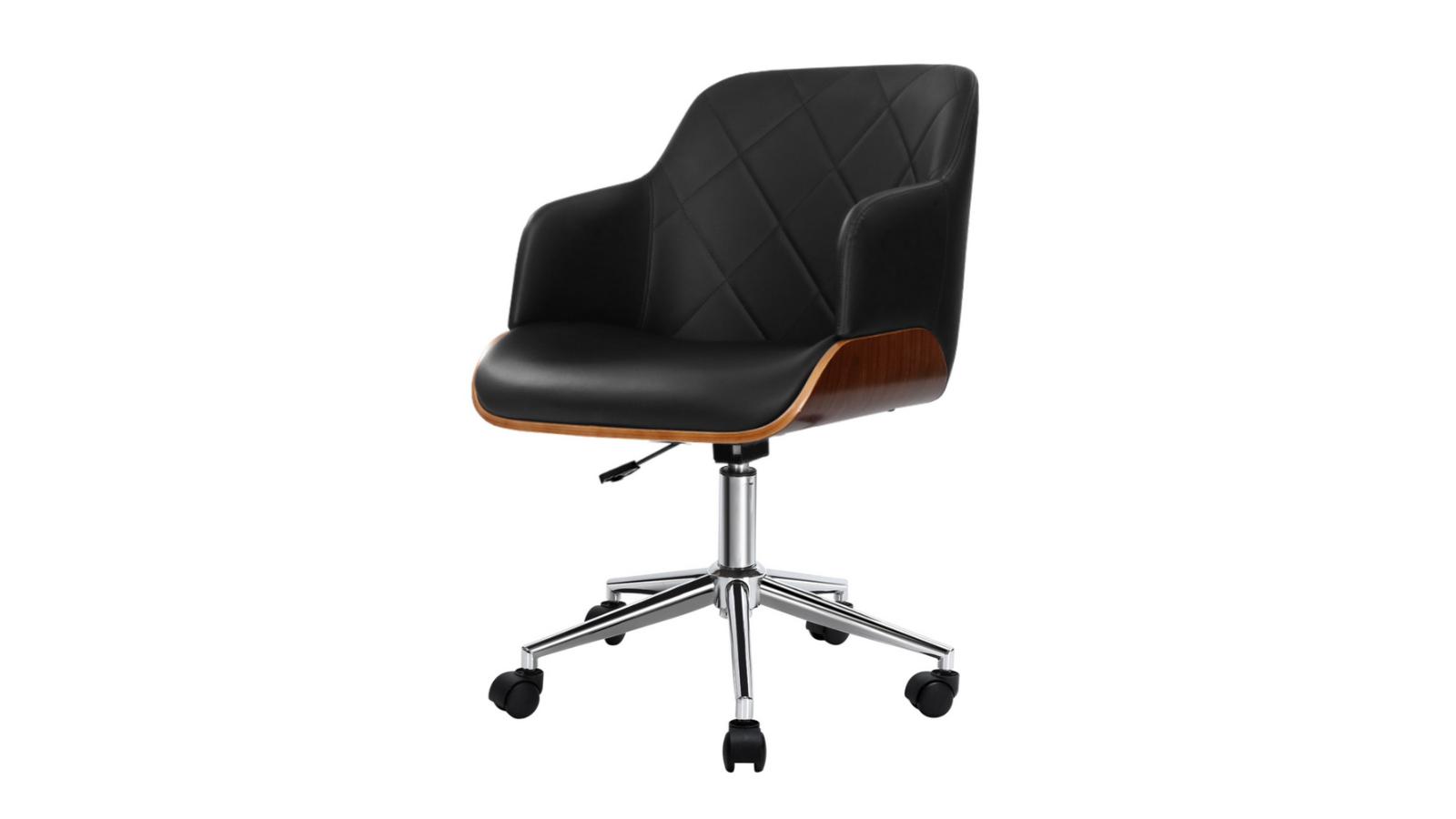 Artiss Fabric Wooden Mid-Back Swivel Computer Office Chair - Black