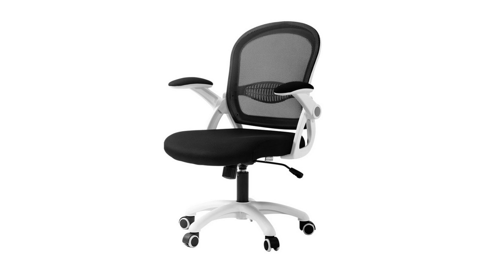 Artiss Ergonomic Mid-Back Mesh Office Chair Flip Up Armrest - Black/White