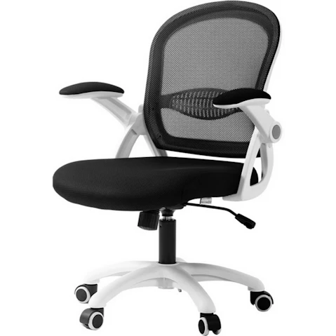 Artiss Ergonomic Mid-Back Mesh Office Chair Flip Up Armrest - Black/White