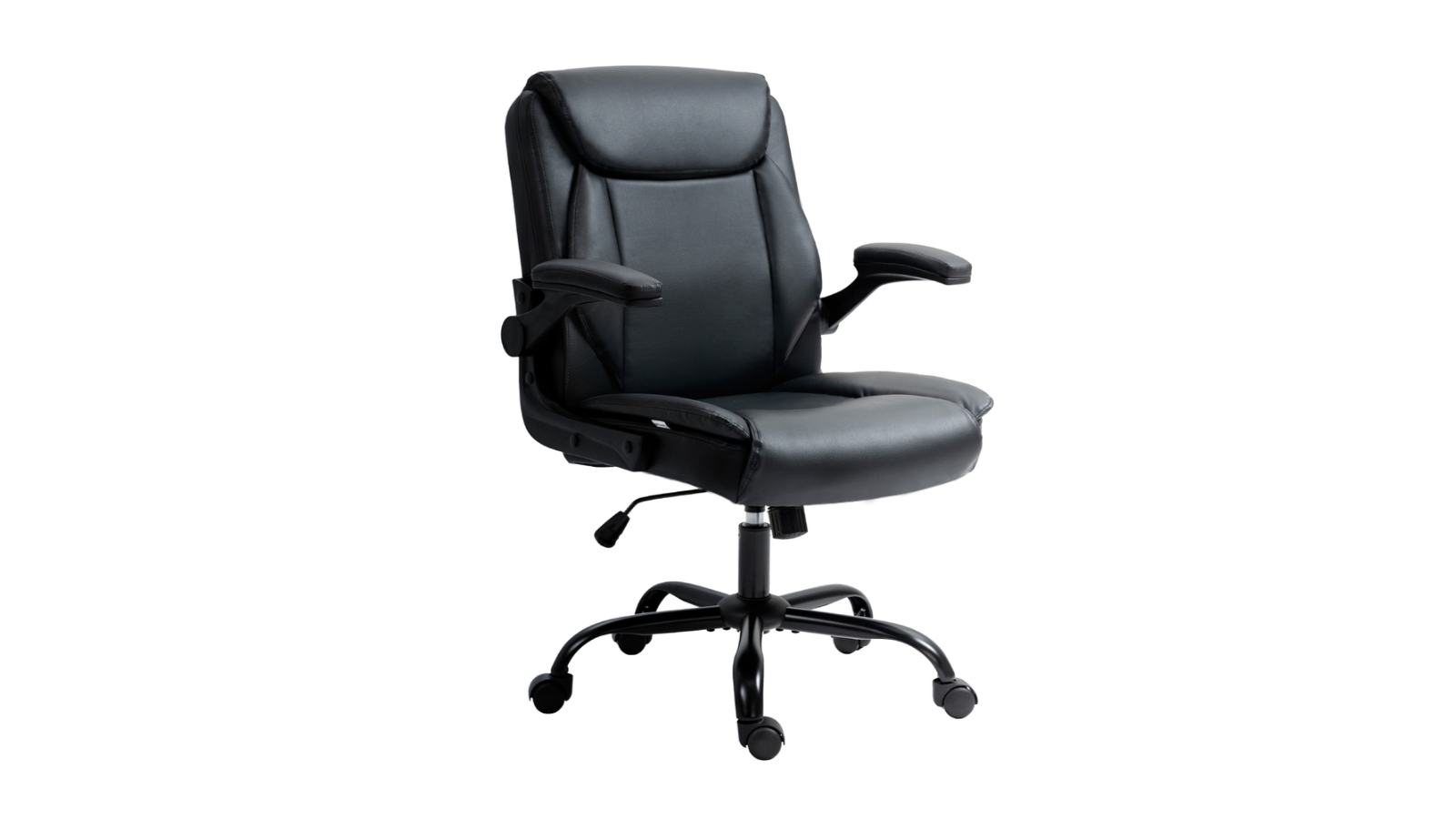 Artiss Mid-Back Leather Executive Computer Office Chair with Flip-up Armrest - Black