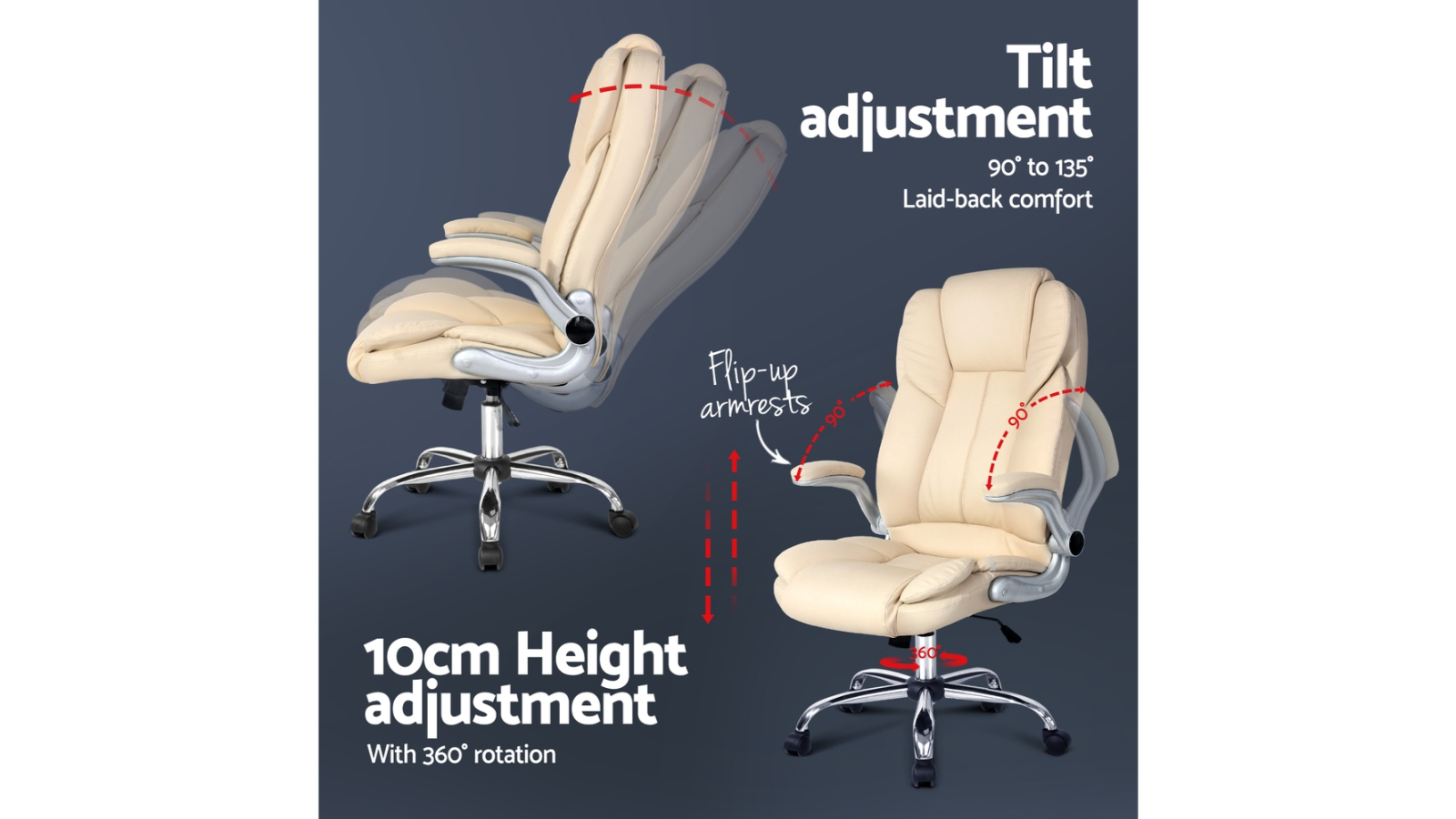 Artiss Kea Executive Office Chair Leather Harvey Norman