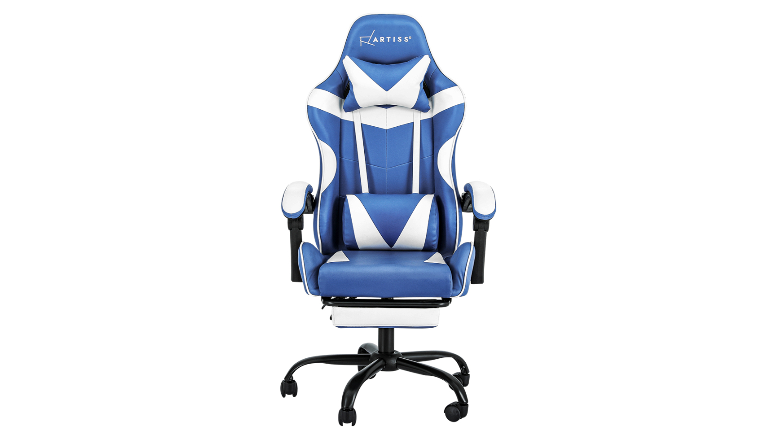 Artiss Recliner Footrest Gaming Office Chair Blue/White Harvey