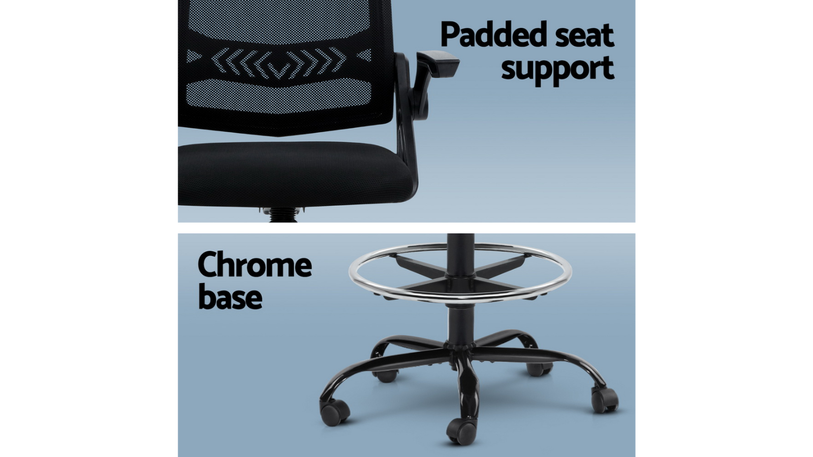 Artiss Mesh Office Chair Veer Drafting Stool with Flip Up Armrest