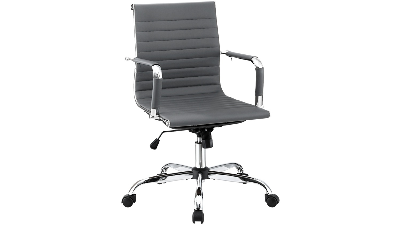 Artiss PU Leather Mid-Back Conference Computer Office Chair with Wheels - Grey