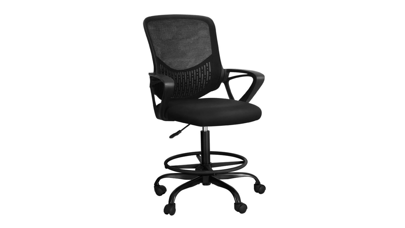 Artiss Mesh Ergonomic Lumbar Support Swivel Drafting Office Chair - Black