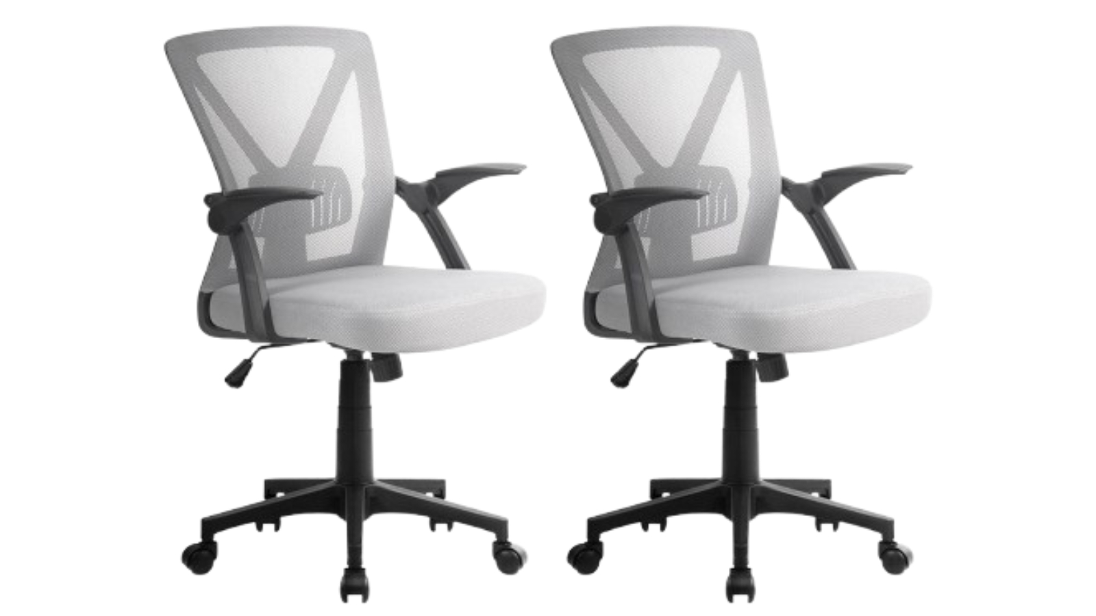 Artiss Set of 2 Mesh Ergonomic Mid-Back Computer Swivel Office Chair - Grey