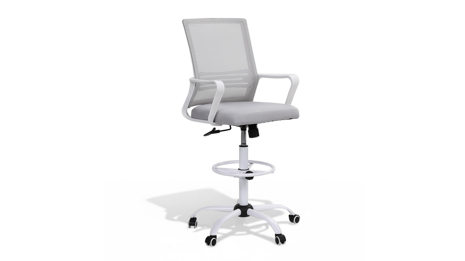 Artiss Mesh Ergonomic Adjustable Height Drafting Swivel Office Chair - Grey