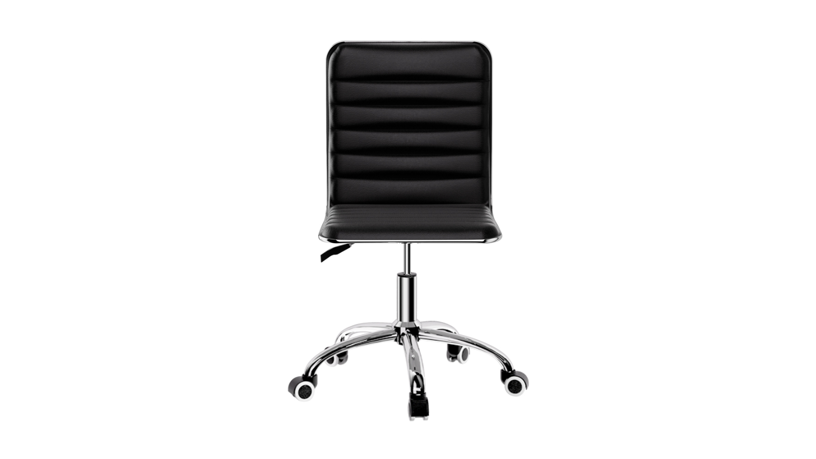 Artiss Leather Armless Conference Swivel Office Chair with Wheels - Black