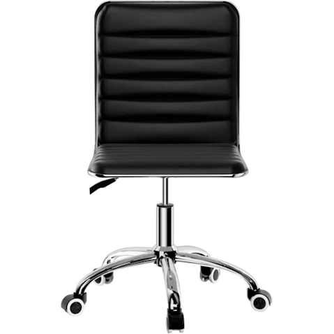Artiss Leather Armless Conference Swivel Office Chair with Wheels - Black