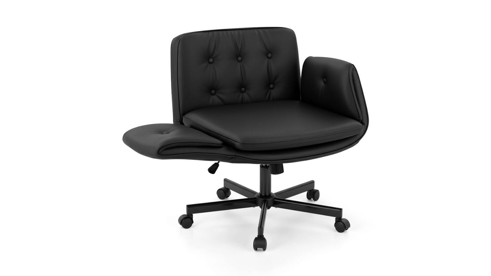 Artiss Criss Cross Chair with Wheels and Armrest - Black