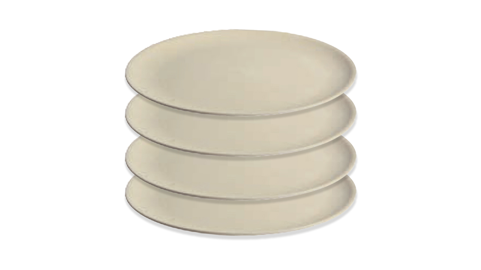 Oztrail Pack of 4 Round 21.5cm Bamboo Plate Dish Camping Picnic Outdoor Tableware - White