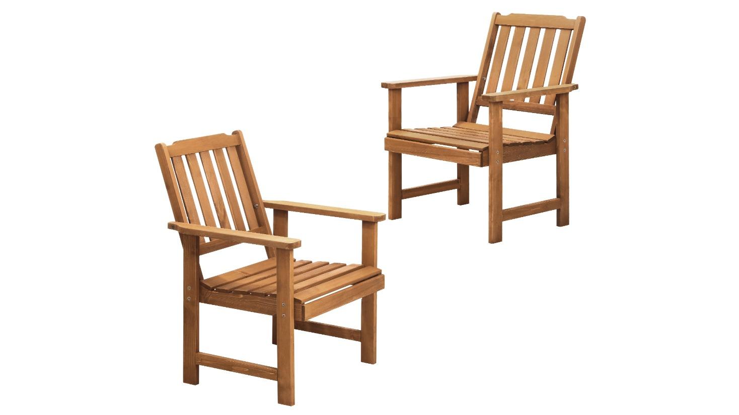 Livsip Set of 2 Garden Armchair Wooden Chair Set