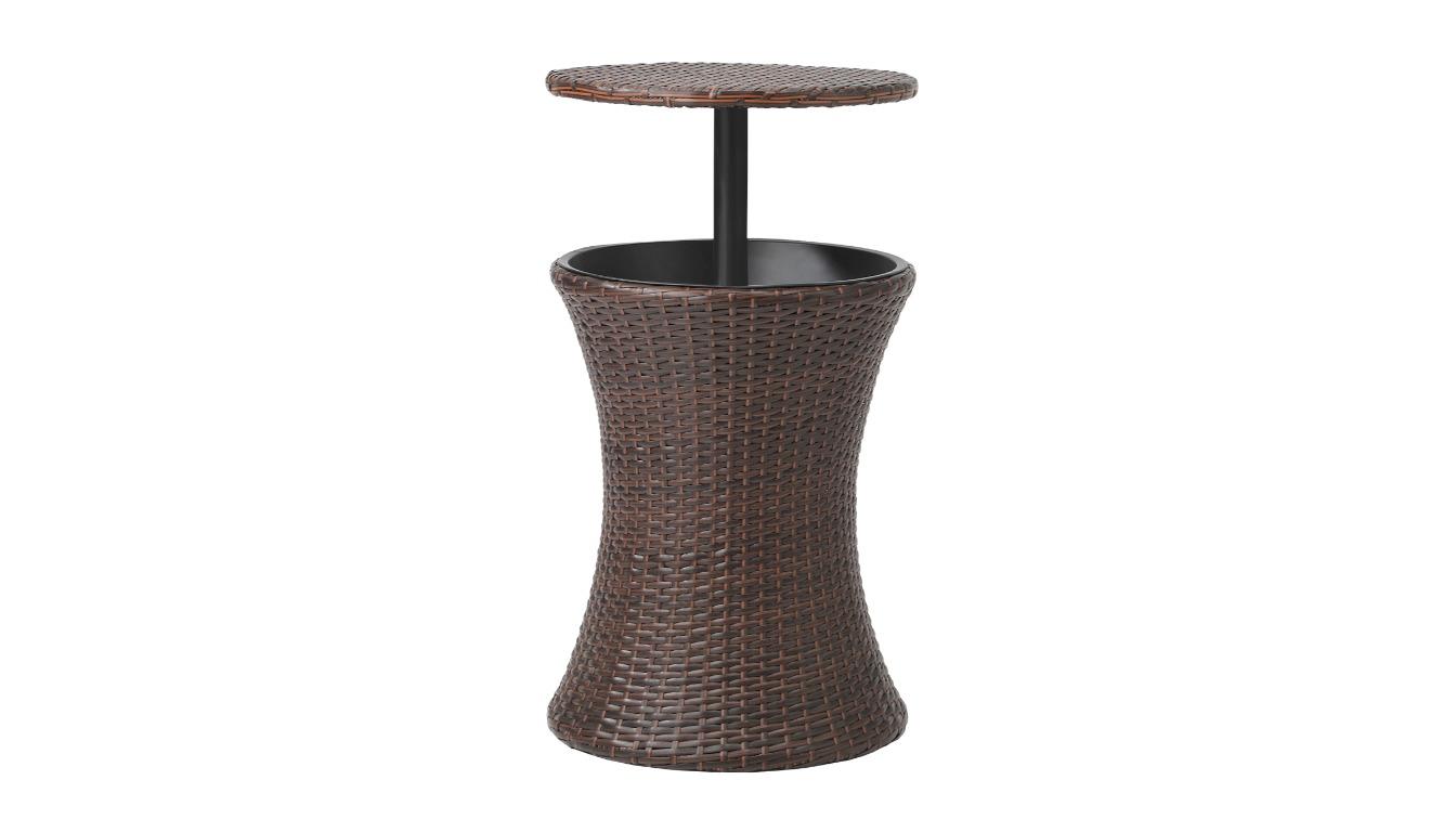 Livsip Rattan Ice Bucket Table Bar Outdoor Patio Pool Storage Party Cooler - Brown