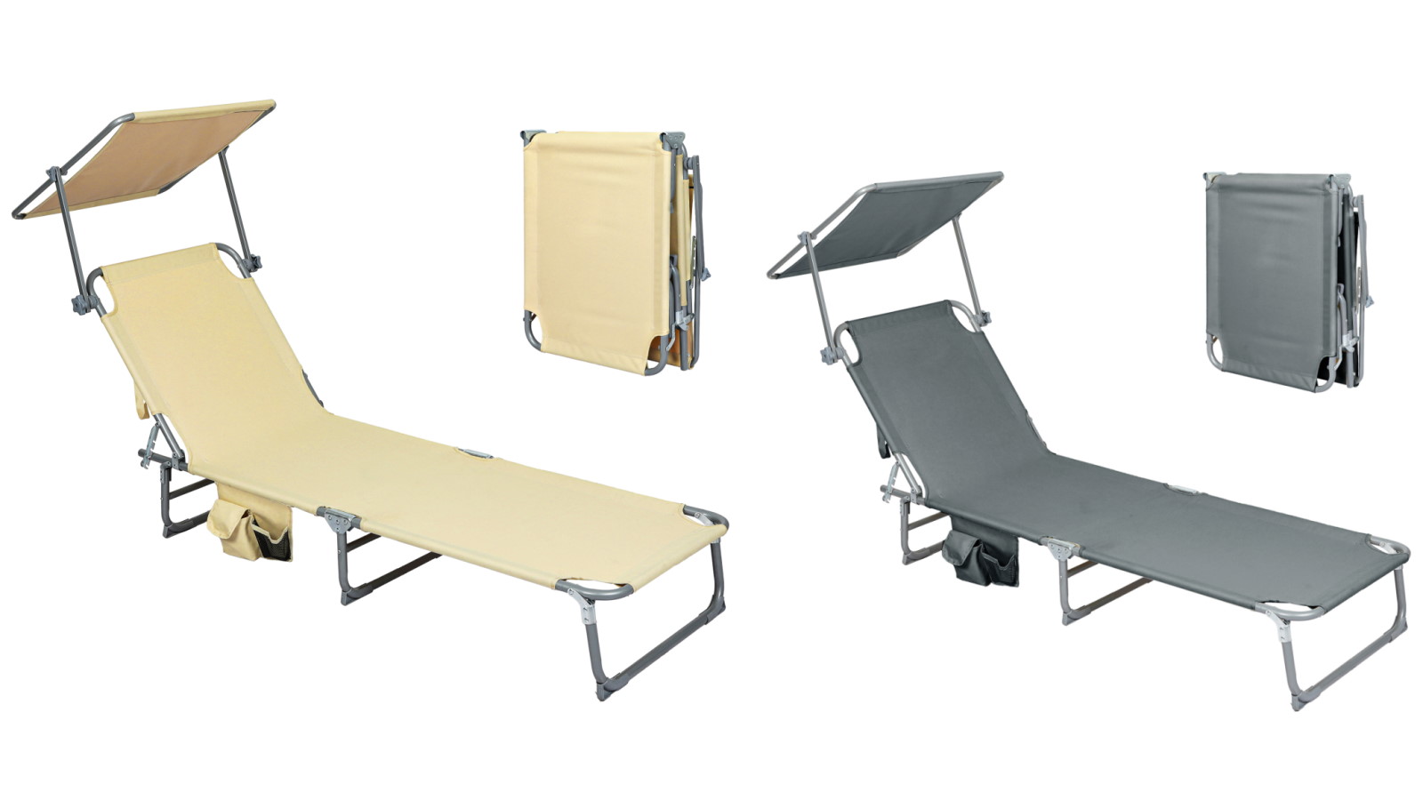Levede Reclining Lounge Folding Sun Beach Chair with Canopy